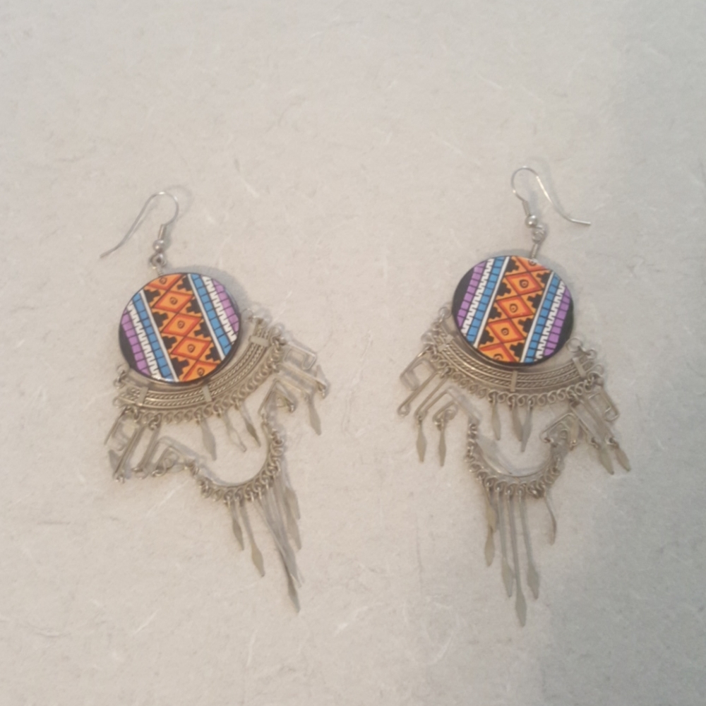 Tribal silver earrings